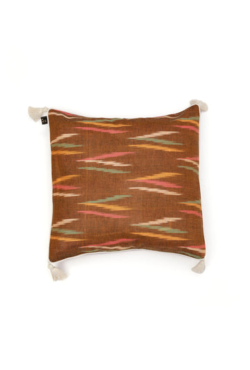 Set of 2: Chocolate Brown Ikat Cotton Cushion Covers